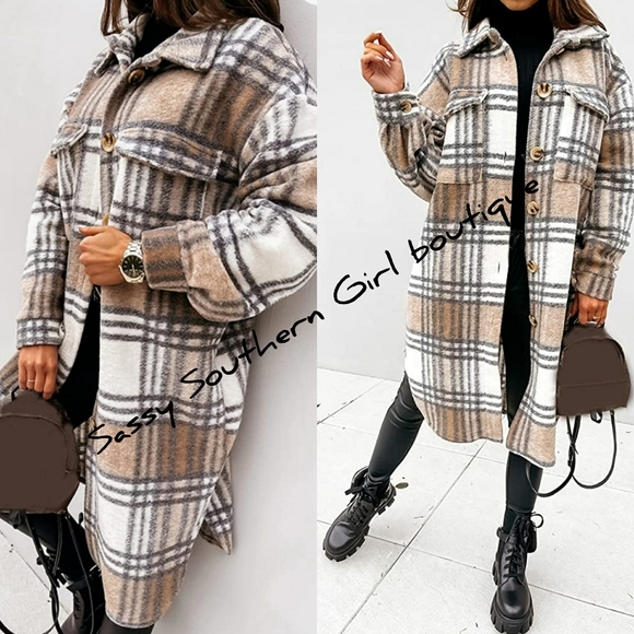 ⭐🆕 Boho khaki cream long shacket - Picture 5 of 13